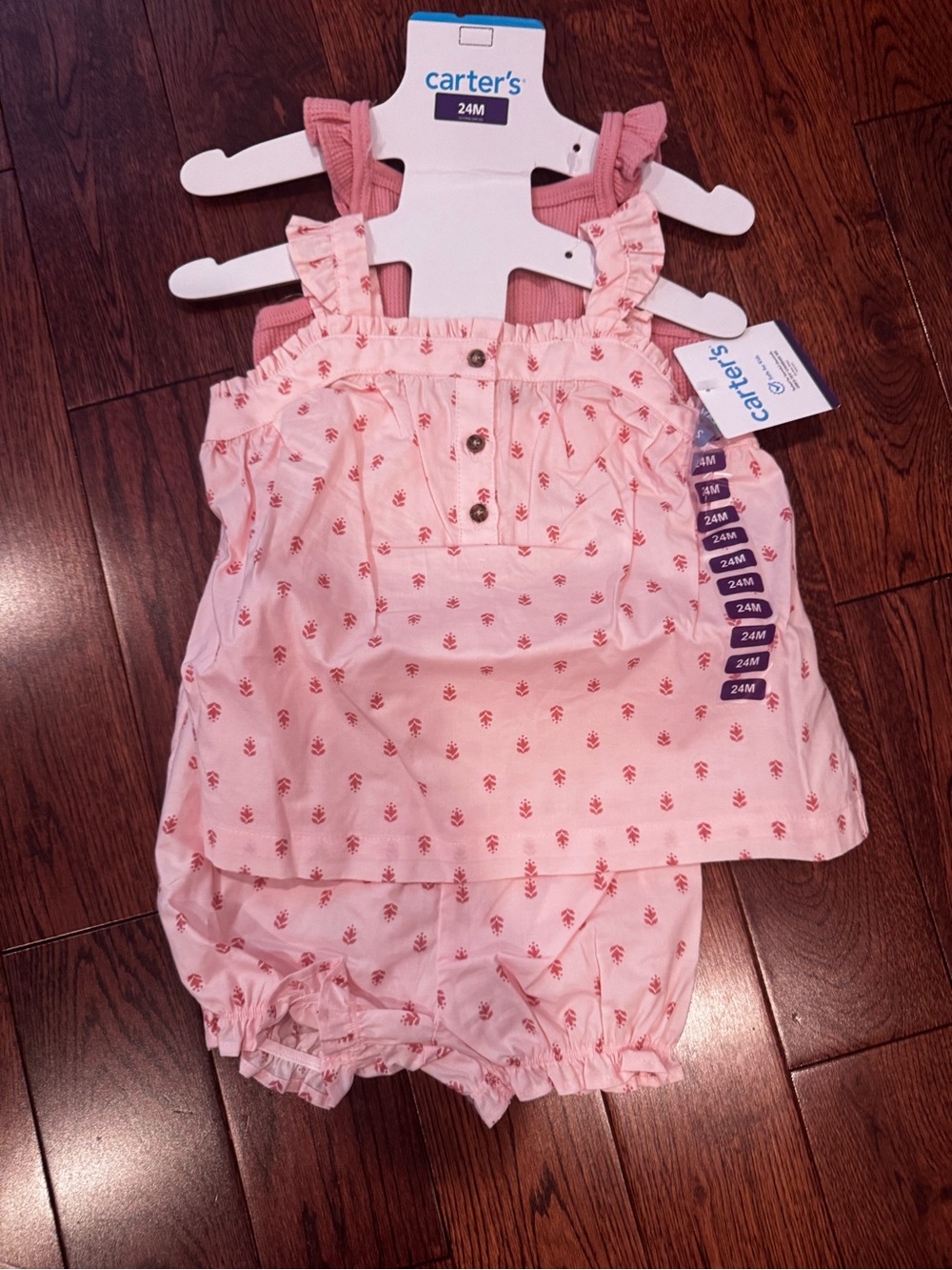 Carter's Light Pink Printed Tank Top & Bloomers Set